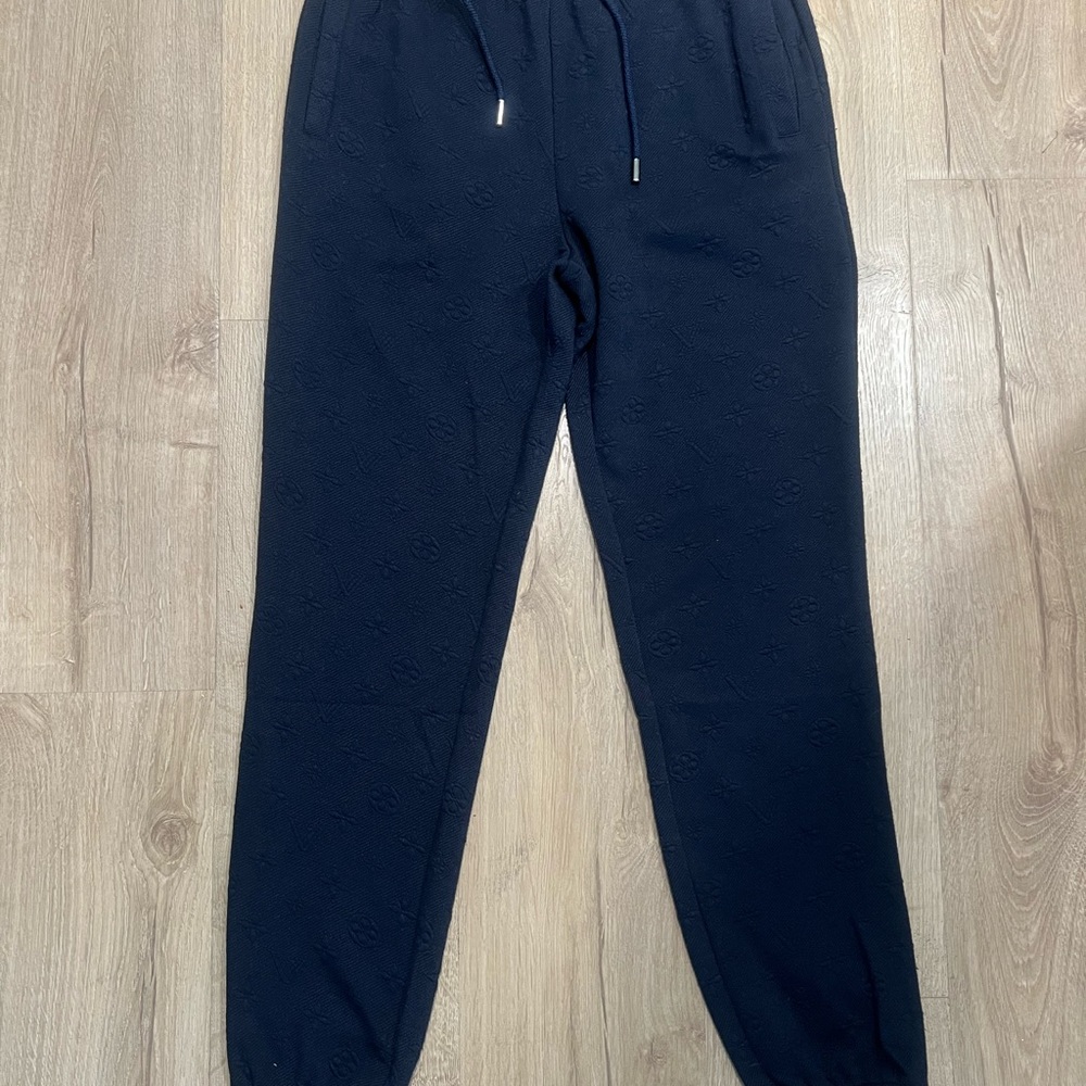 Louis Vuitton Blue Sweatpants with Elastic Waistband and Tapered Legs
